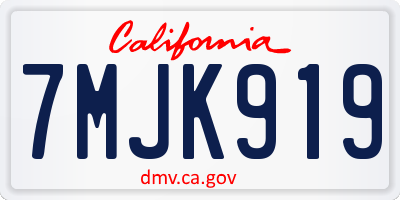 CA license plate 7MJK919