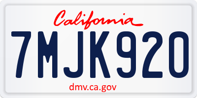 CA license plate 7MJK920