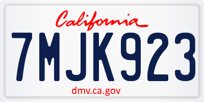 CA license plate 7MJK923