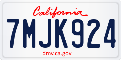 CA license plate 7MJK924