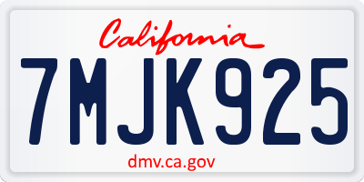 CA license plate 7MJK925