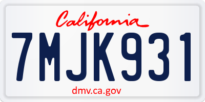 CA license plate 7MJK931
