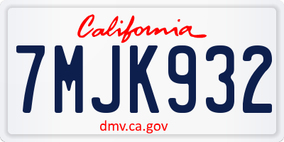 CA license plate 7MJK932