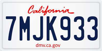 CA license plate 7MJK933