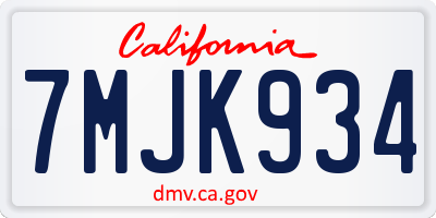CA license plate 7MJK934