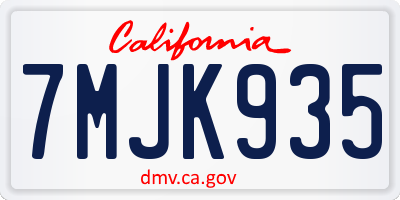 CA license plate 7MJK935