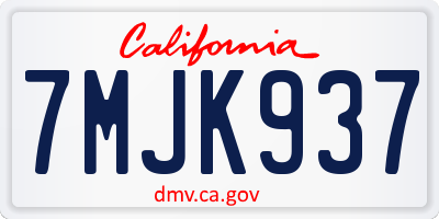 CA license plate 7MJK937