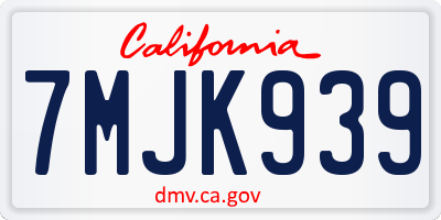 CA license plate 7MJK939