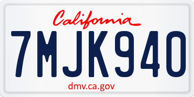 CA license plate 7MJK940