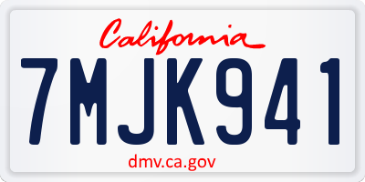 CA license plate 7MJK941