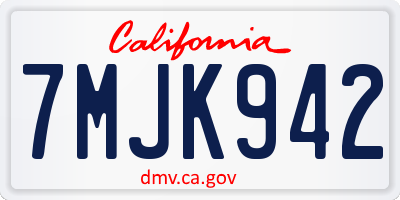 CA license plate 7MJK942