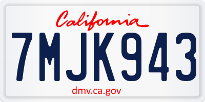 CA license plate 7MJK943