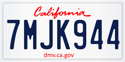 CA license plate 7MJK944