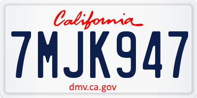 CA license plate 7MJK947