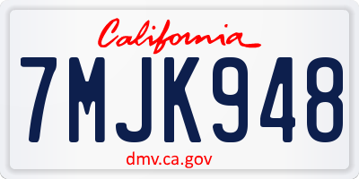 CA license plate 7MJK948