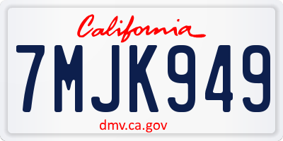 CA license plate 7MJK949