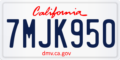 CA license plate 7MJK950