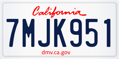 CA license plate 7MJK951