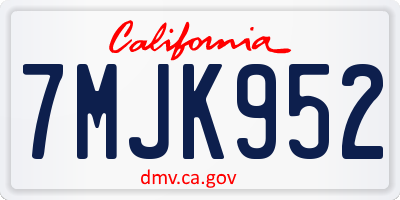 CA license plate 7MJK952