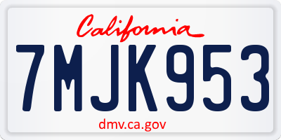 CA license plate 7MJK953