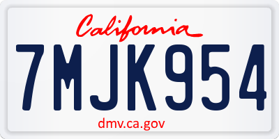 CA license plate 7MJK954