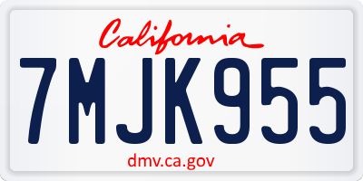 CA license plate 7MJK955