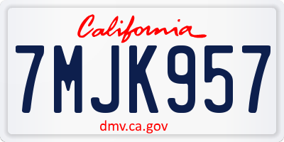 CA license plate 7MJK957