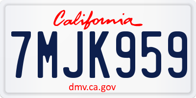 CA license plate 7MJK959