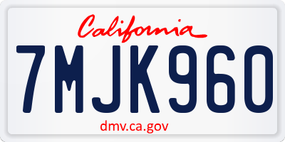 CA license plate 7MJK960