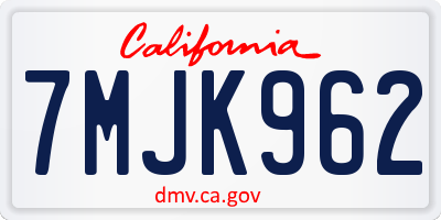 CA license plate 7MJK962