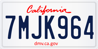 CA license plate 7MJK964