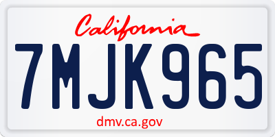 CA license plate 7MJK965