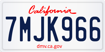 CA license plate 7MJK966