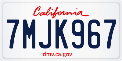 CA license plate 7MJK967