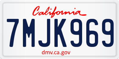 CA license plate 7MJK969