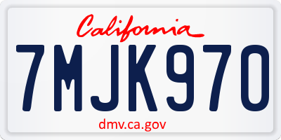 CA license plate 7MJK970