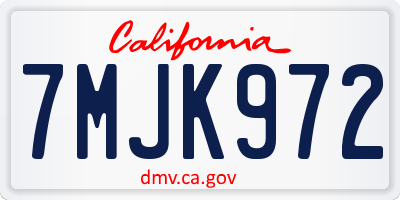 CA license plate 7MJK972