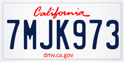 CA license plate 7MJK973