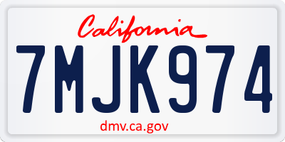 CA license plate 7MJK974