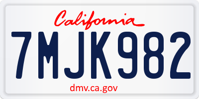 CA license plate 7MJK982