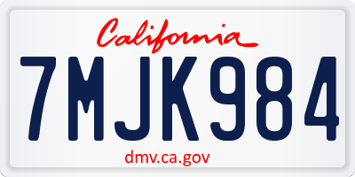 CA license plate 7MJK984