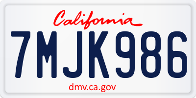 CA license plate 7MJK986