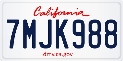 CA license plate 7MJK988