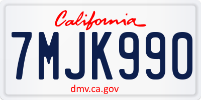 CA license plate 7MJK990