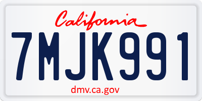 CA license plate 7MJK991