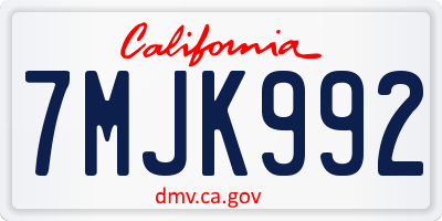 CA license plate 7MJK992