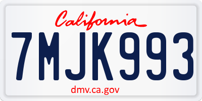 CA license plate 7MJK993