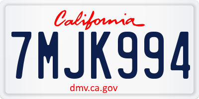 CA license plate 7MJK994