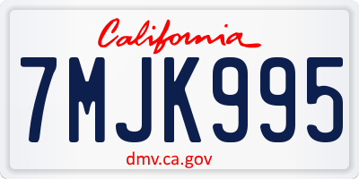 CA license plate 7MJK995