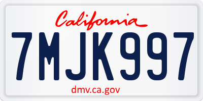 CA license plate 7MJK997